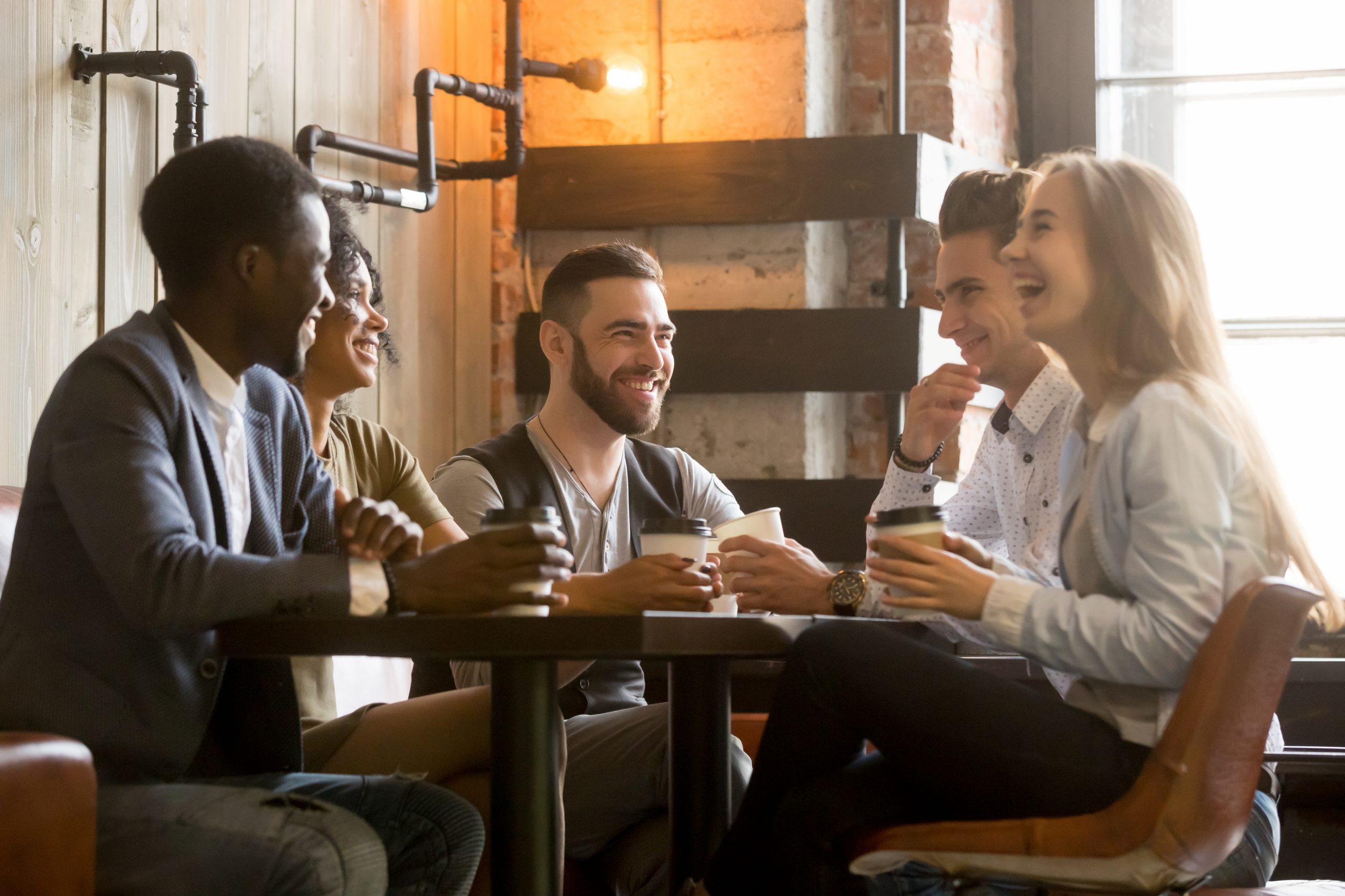 Friends having coffee together